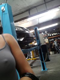 My bra-less trip to the garage. Check out my blog for the story of Mr Khan ...