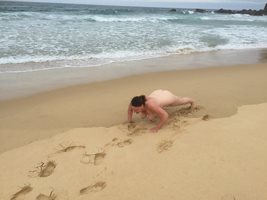 Exercising at the nude beach