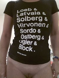 Best way to get people to stare at your tits, wear a top that needs reading...