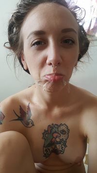Dumb slut w my cum on her face. What a whore