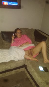Wifey chilling with wine. Love the comments please