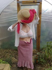 It's very hot in my poly-tunnel - time to shed some clothes...