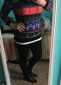 Having some fun with a Christmas sweater.