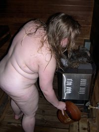 Naked in a hotel sauna