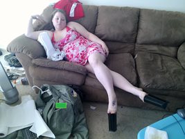 My slut wife relaxing on the couch with her ten inch heels, I think this ma...