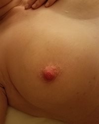 Close up of my hard nipple