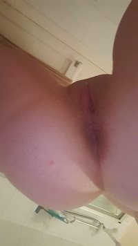 my shaved pussy and ass in bathroom