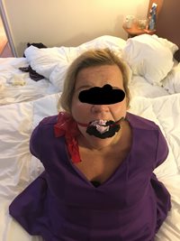 Being gagged with my own knickers and stocking makes me very wet