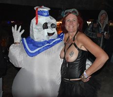 My Halloween costume from a recent bike rally.  Walking around with my titt...