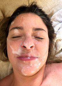 the girl likes cum on her face