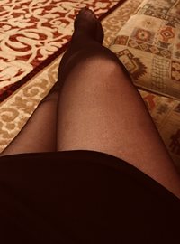 Short skirt & hold ups - time for fun