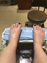 Just got a pedicure so they are now ready for use again!  Who wants to cum ...