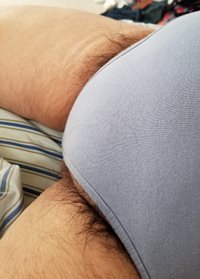 Girlfriend's pubic hair peaking out