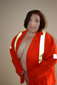 Just more of my Big titty slut in another work coat...M