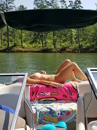 Wife enjoying laying in the sun nude....