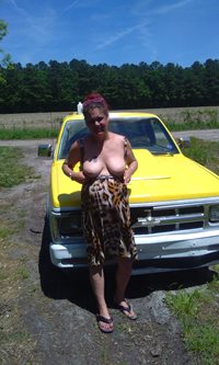Wife spontaneously flashing with my truck.