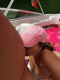 A few more pics of tbe wife out on our boat...
