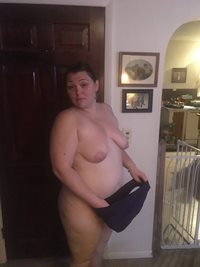 Chubby wife with her tits out.