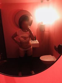 My wife is playing with herself in a bar's restroom and alone... comment pl...