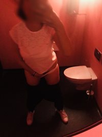 My wife is playing with herself in a bar's restroom and alone... comment pl...