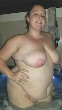 Skinny dipping in the hot tub