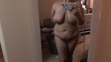 Selfie of my GF's giant tits