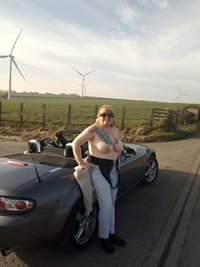 Out & About: flashing my tits and pussy at the roadside..... Hope you enjoy...