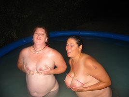 Nude swim with a friend to tease our husbands before swapping and swinging ...