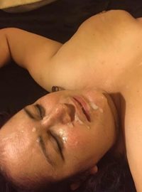 The slutwife with a couple loads on her face.