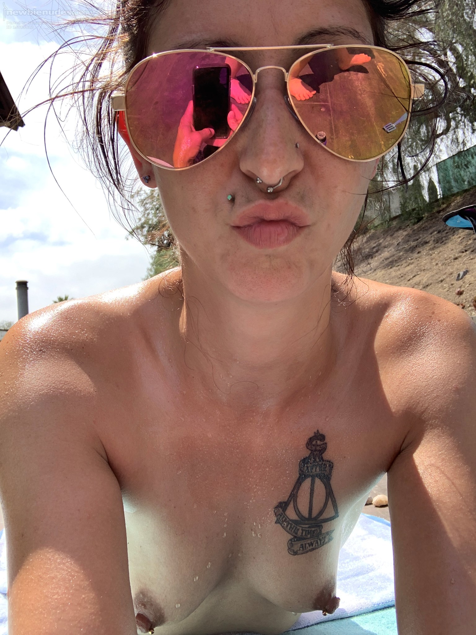 Soakin up the sun naked in my backyard