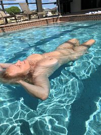 One bad thing about swimming naked in the pool is that I never know when th...