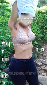 Striping in nature. Nudist trip. I got Complete naked, played with my hairy...