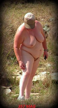 out for a walk in the nude.  would you like to join her?
