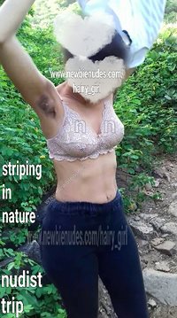 Striping in nature. Nudist trip series. It's awesome getting naked outdoor.