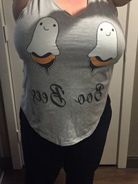 Trick or treat! Treat? Great big titties! Trick? Your cock going from soft ...