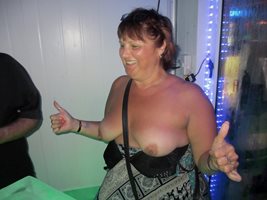 My wife flashing her tits!