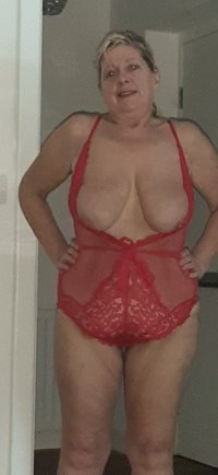 Lady in red  my tits have fell out