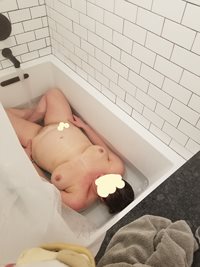 Wife in the bath.