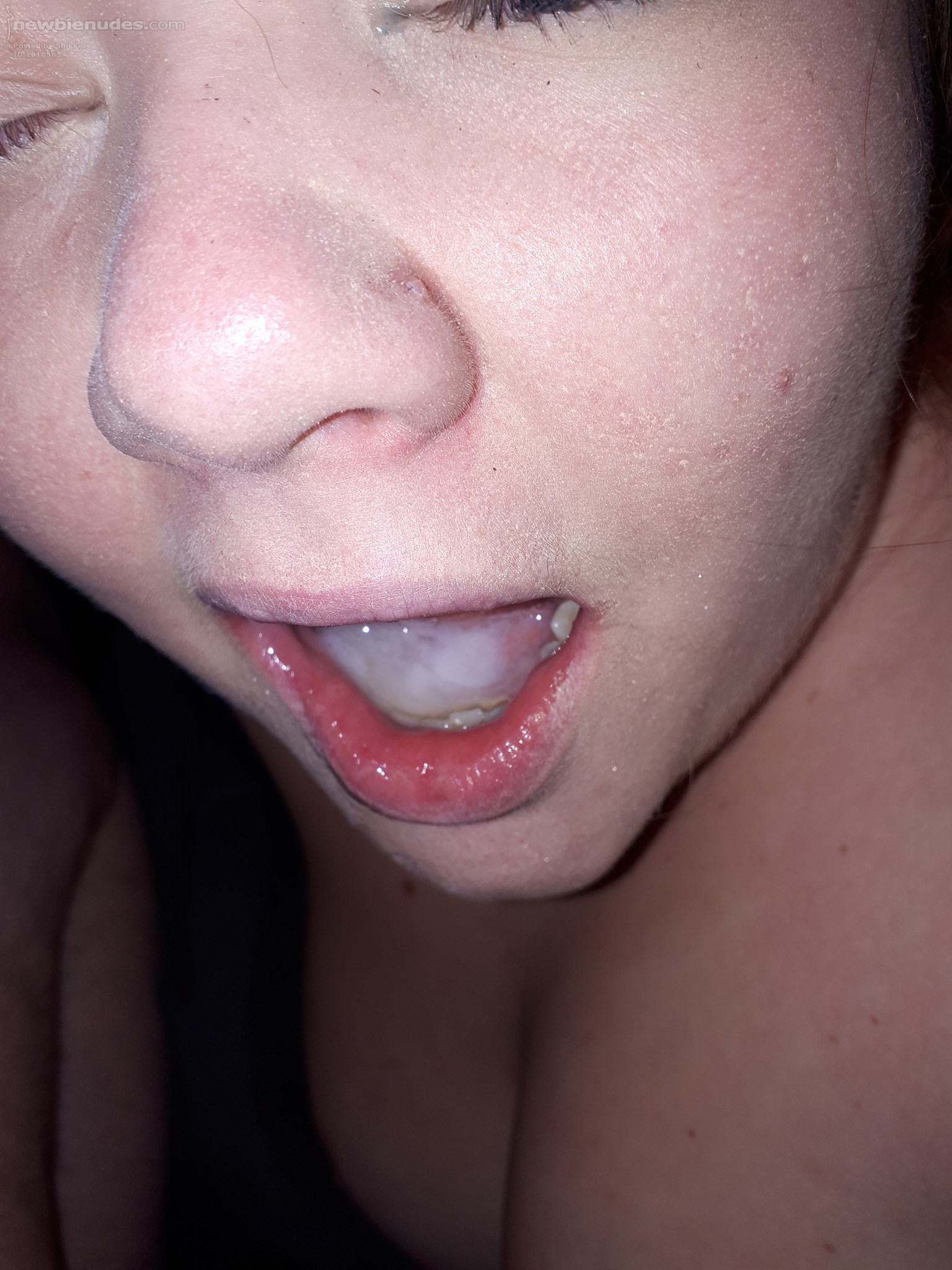 Paused to show me the load of cum I gave her then she swallowed every drop.