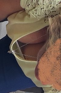 showing her cleavage while out and about, like what you see?