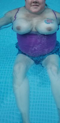 Lovely wife in the pool today