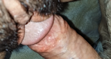 Close up shot of the 80yo sliding his mushroom head in my wifes pussy