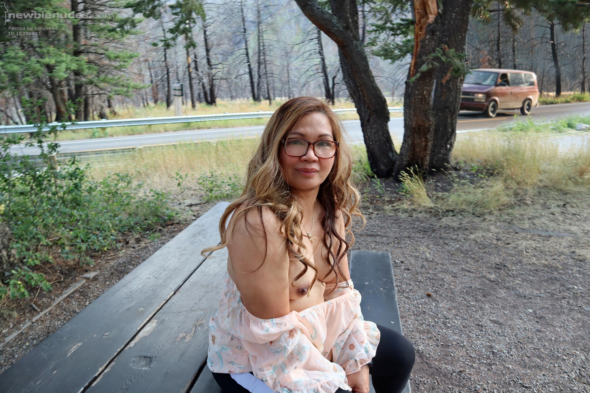 Showing off my boobs roadside!