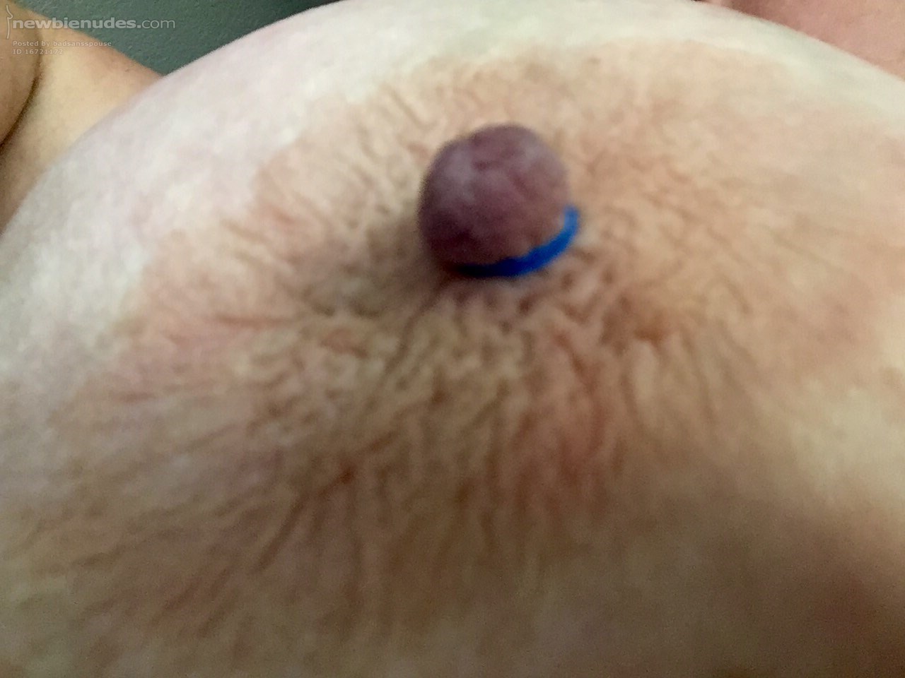 Tried something new...rubber band around my nipples. Felt good at times, st...