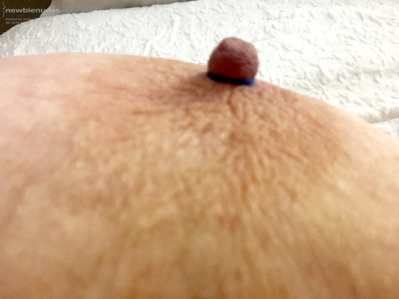 Tried something new...rubber band around my nipples. Felt good at times, st...