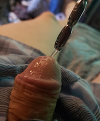 All this precum from sounding my cock