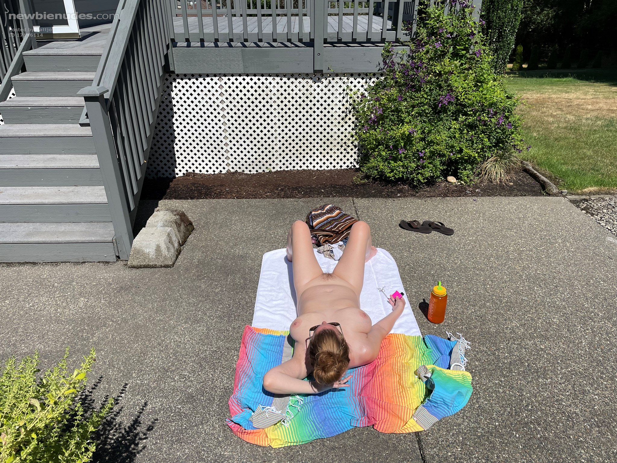 All wet and sweaty tanning