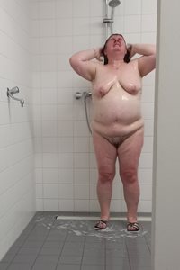 My wife Elisabeth showering.