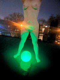 Glow ball fun out in the open on the roof deck