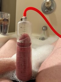 Using my new pump in the bath! Makes my cock so thick!